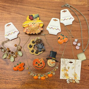 Fall Harvest Thanksgiving Assorted  Lot of Jewelry and Brooches